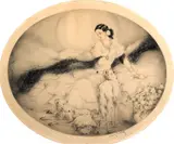 Lady of the Camelias (H., C. & I. 321) by Louis Icart, 1927, Etching and aquatint with touches of handcoloring printed on wove paper, sold Apr 2005