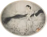 Lady of the Camelias (H., C. & I. 321) by Louis Icart, 1927, Etching and aquatint with touches of handcoloring printed on wove paper, sold Apr 2005