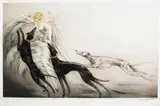 Coursing II (H., C. & I. 371) by Louis Icart, 1929, Etching and aquatint with touches of handcoloring printed on wove paper, sold Apr 2005