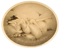 Louis Icart, Cigarette Memories (H., C. & I. 403), 1931, Etching and aquatint with touches of handcoloring printed on wove paper