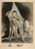Joan of Arc (H., C. & I. 387) by Louis Icart, 1929, Etching and aquatint with touches of handcoloring printed on Japan paper, sold Apr 2005
