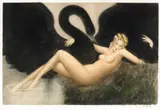 Leda and the Swan (H., C. & I. 436) by Louis Icart, 1934, Etching and aquatint with touches of handcoloring printed on wove paper, sold Apr 2005