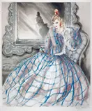 Girl in Crinoline (H., C. & I. 463) by Louis Icart, 1937, Etching and aquatint with touches of handcoloring printed on wove paper, sold Apr 2005