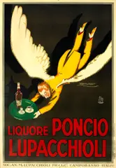 Achille Mauzan, Liquore Poncio Lupacchioli, 1922, Condition B+: with minor repaired tears and filled in area in image, pigment cracking along folds, traces of surface soiling