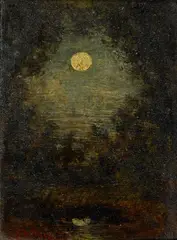 Full Moon Through the Woods by Ralph Albert Blakelock, oil on canvas, sold Apr 2005