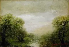Marian Blakelock, A Clearing Through the Woods, oil on canvas