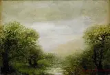 Marian Blakelock, A Clearing Through the Woods, oil on canvas