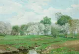 Olive Parker Black, An Orchard in Bloom, oil on canvas laid down