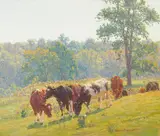 Edward Charles Volkert, Cattle Grazing at Midday, oil on canvas