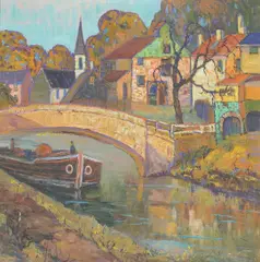 Fern Coppedge, The Canal Bridge, New Hope, Pennsylvania, oil on canvas