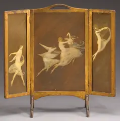 Warren B. Davis, Dancing Nudes (a three panel fire screen), oil on panel