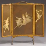 Warren B. Davis, Dancing Nudes (a three panel fire screen), oil on panel