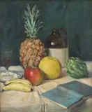 Julien Joseph, A Still Life on a Draped Table, oil on canvas