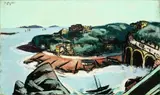 Max Beckmann, Blick auf Vorstädte am Meer bei Marseille, 1937, Öl auf Leinwand