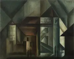 Lyonel Feininger, Vollersroda III, 1916, Öl auf Leinwand. Doubliert