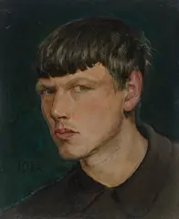 Otto Dix, Selbstbildnis, 1913, Öl auf Papier auf Pappe