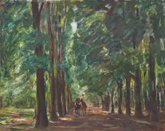 Max Liebermann, Reiter in der Allee bei Sakrow, 1924, Öl auf Leinwand