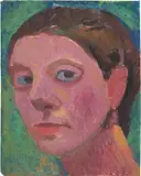 Paula Modersohn-Becker, Selbstbildnis nach halblinks, 1906, Öltempera auf Papier auf Pappe