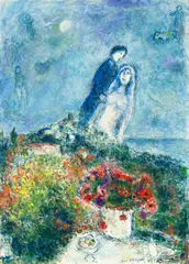 Marc Chagall, Les fiancés aux anémones, 1979, Öl und Tempera auf Leinwand