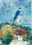 Marc Chagall, Les fiancés aux anémones, 1979, Öl und Tempera auf Leinwand