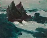 Emil Nolde, Bewegte See II (Zwei Segler aneinander), 1914, Öl auf Leinwand