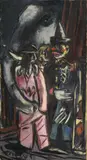 Max Beckmann, Elefant und Clown im Stall, 1944, Öl auf Leinwand