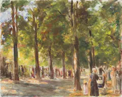Max Liebermann, Die Große Seestraße in Wannsee mit Spaziergängern, Um 1920, Öl auf Leinwand