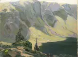Karel Langer, Mountain Landscape, 1903, Oil on cardboard