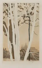 Vojtěch Preissig, Hradčany in Spring, 1916, Coloured aquatint, paper