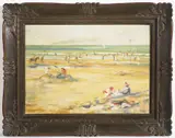 Viktor Stretti, The Beach at Ostende, Around 1907, Oil on cardboard