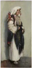 Oldřich Blažíček, Girl in a Folk Dress, 1911, Oil on wood