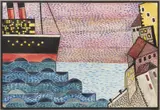 Bedřich Feuerstein, Vista of the Sea with a Ship, Around 1920, Watercolour, paper