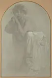 Alphonse Mucha, Sitting Half-Nude, 1929, Coloured pencils, white paint, paper