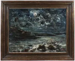 Maxim Kopf, A Night Seascape, 1930s, Oil on canvas