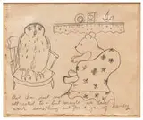 Karen Finley, Untitled (Owl, I'm just not attracted to...) (from the X-Rated Pooh series), 1996, Graphite on paper mounted on board