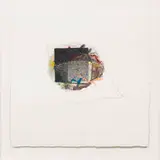 Larry Bell, Fraction #4140; Fraction #4962; Fraction #4771 (3), 1998-1999, Mixed-media collages with aluminum and silicon monoxide on watercolor paper