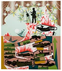 Lari Pittman, This Landscape, Beloved and Despised, Continues Regardless; This Recipe, Beloved and Despised, Continues Regardless; This Desire, Beloved and Despised, Continues Regardless (3), 1989, Lithograph and screenprints on paper