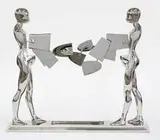 Ernest Trova, Study/Falling Man (Double Walking Figure), 1986, Stainless steel