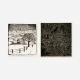 Wharton Esherick, January; Hell of War (two works from the Song of the Broad-Axe suite), woodcut