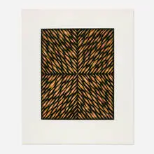 Fred Tomaselli, 50 Vs for the Center of Your Face, 1998, photoetching and aquatint in colors