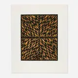 Fred Tomaselli, 50 Vs for the Center of Your Face, 1998, photoetching and aquatint in colors