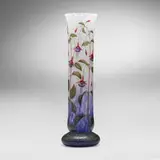 Daum, Monumental vase with fuschia, c. 1900, acid-etched and enameled glass