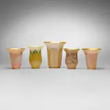 Quezal, Collection of five shades, c. 1910, iridescent hand-blown glass