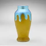 Alexander Joseph von Steuben, Vase, c. 1925, hand-blown Blue Aurene over Yellow Jade glass