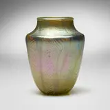 Tiffany Studios, Early pulled-feather vase, c. 1895-96, hand-blown Favrile glass