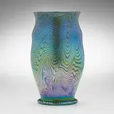 Tiffany Studios, Early Damascene vase, c. 1897-99, hand-blown Favrile glass