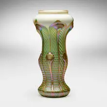 Quezal, Decorated Tendril vase, c. 1910, hand-blown glass