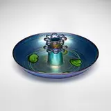 Tiffany Studios, Leaf and Vine flower bowl and frog, c. 1920, hand-blown Favrile glass