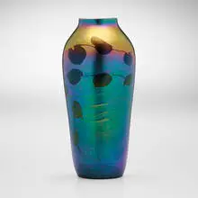 Leaf and Vine vase by Tiffany Studios, c. 1903-04, hand-blown Favrile glass, sold Jul 2024