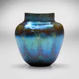 Tiffany Studios, Early decorated vase, c. 1897-99, hand-blown Favrile glass